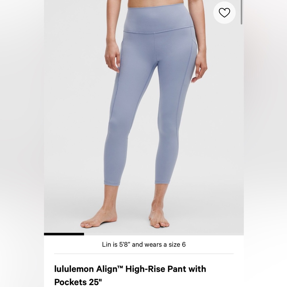 NWT Lululemon Align High Rise 25” Leggings with Pockets - Blue Willow
